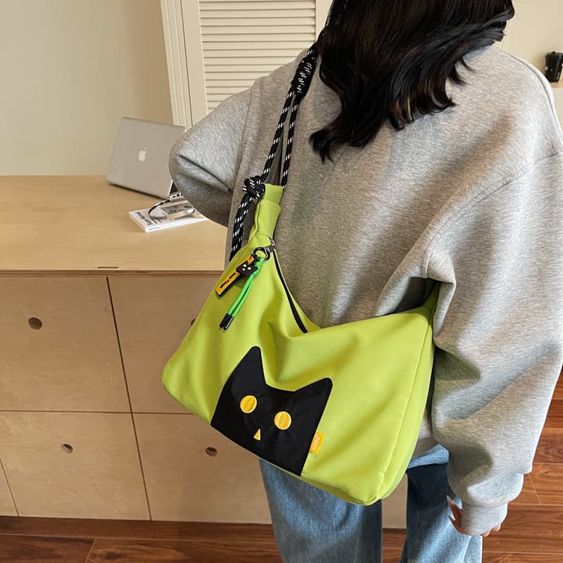 Bolsa Tote De Gato Fofa Estilo Japonês Feminina , Design Casual E Simples , Leve , Prática Elegante , Crossbody Para Des