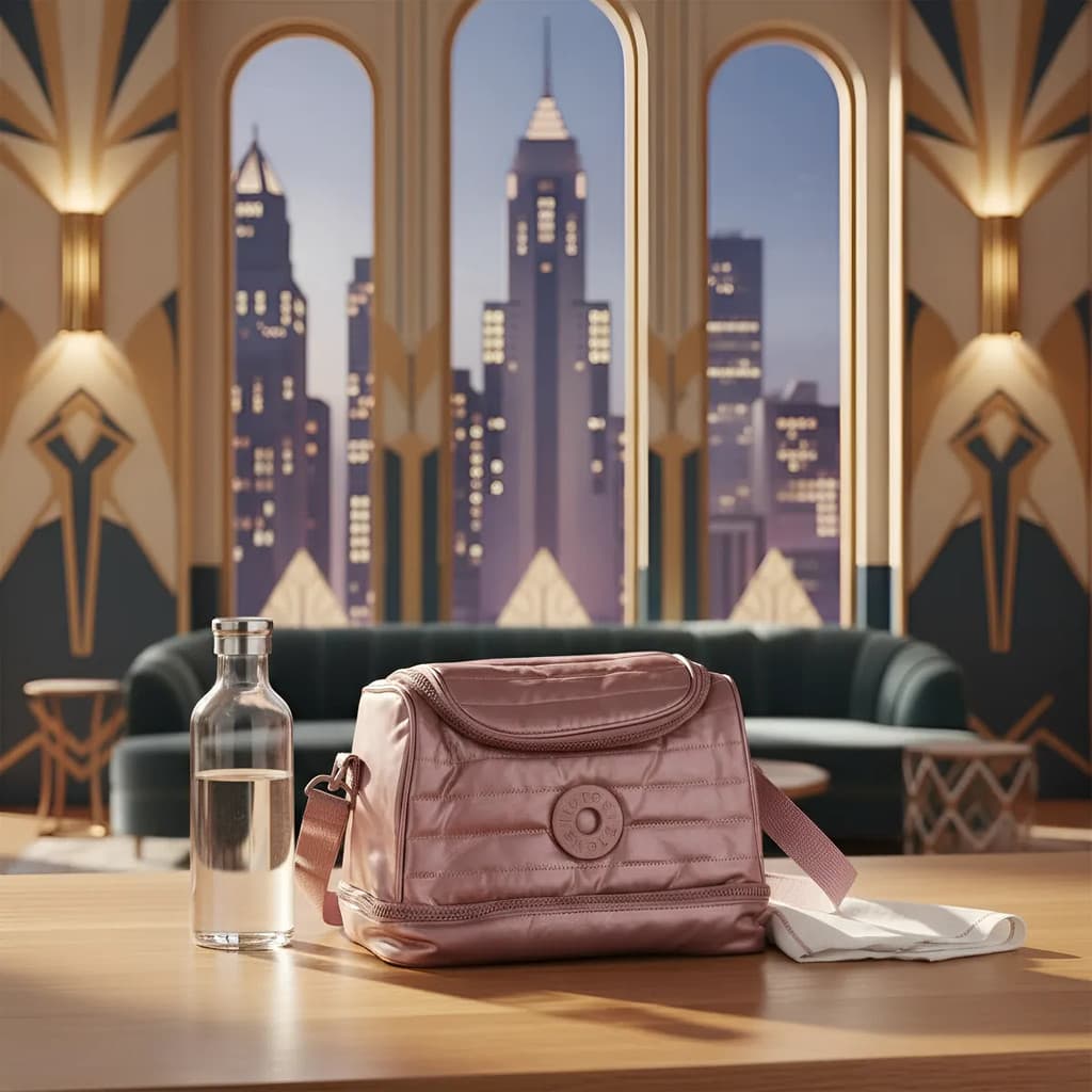 Lancheira Térmica 2 Bolsos Marmita Lanche Rosa Resistente