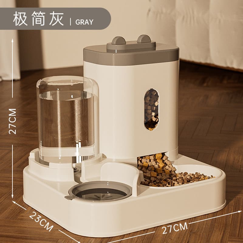 ❤️Alimentador automático para animais de estimação, armazém de grãos controlável, água potável, dois em um, grande capac