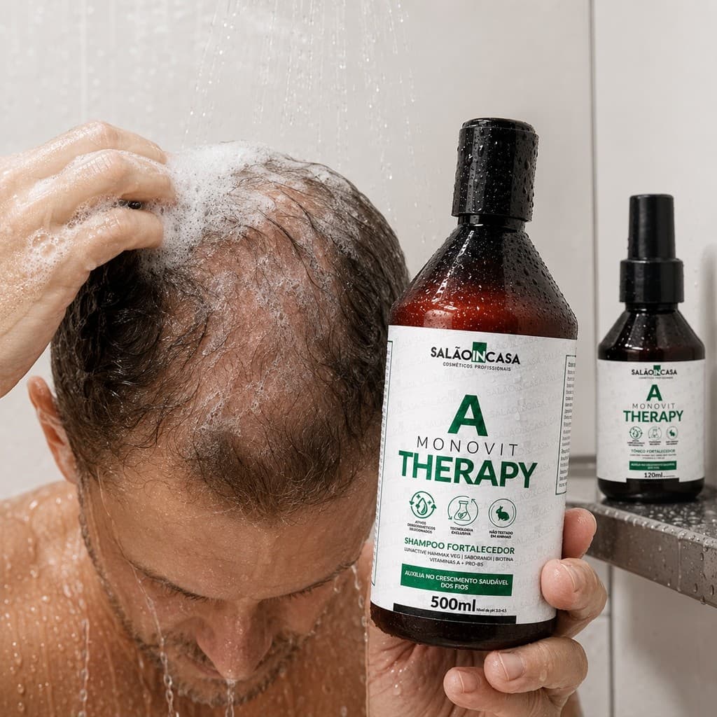 Kit Masculino Shampoo 500ml + Tônico 120ml Monovit Therapy Cabelos e Barba Salão In Casa