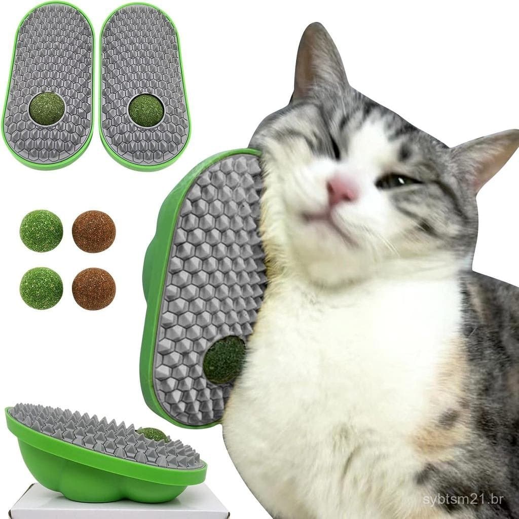 2 Bolas de Brinquedo com Catnip que Fixam na Parede, Bola de Brinquedo para Gatos, Bolas de Catnip para Gatos Lamberem,