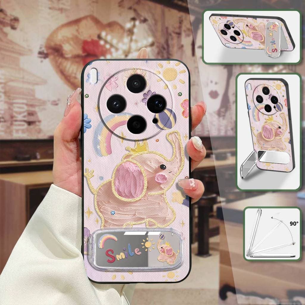Capa De Telefone Espelhada De Desenho Animado Para VIVO X300S 3D Antipoeira À Prova De Choque Bolsa De Pelúcia Remendo D