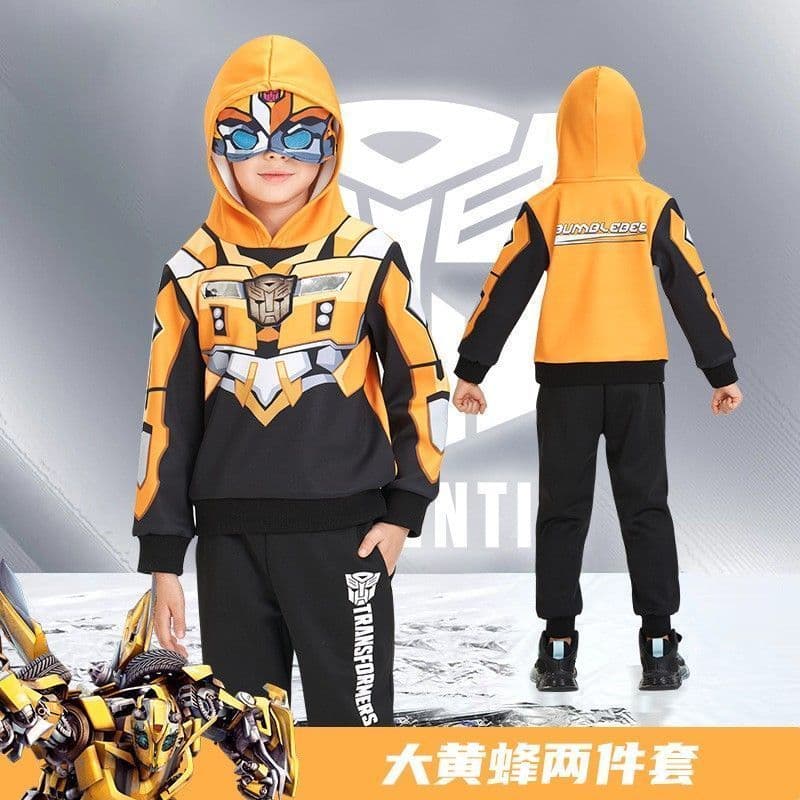 Transformadores roupas primavera outono terno meninos Bumblebee Optimus Prime com capuz Split moletom terno