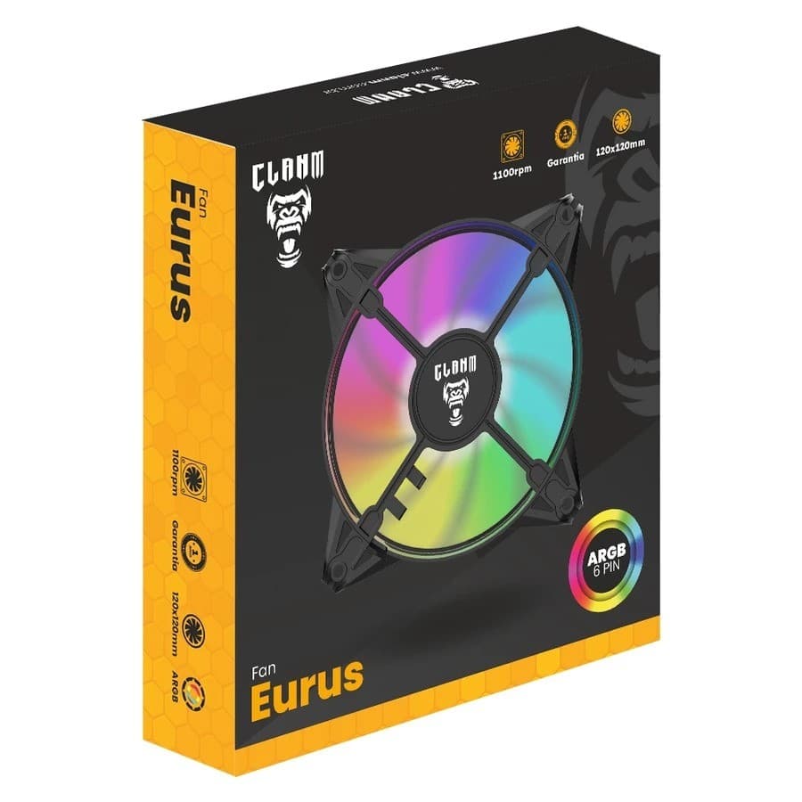 Ventoinha Cooler Fan Clanm Eurus 120mm Led RGB 4 Pinos Molex