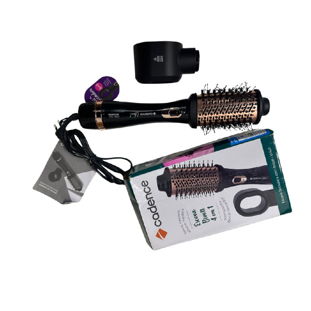 Prduto de Vitrine: Escova Secadora Alisadora Modeladora Bocal Secador Cadence Preto e Rose ESC800 Bivolt 1200w Potente