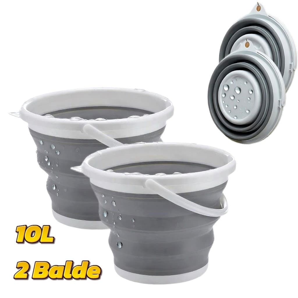 Kit Com 1 ou 2 Balde Dobrável Retrátil Flexível 10L Silicone Com Alça