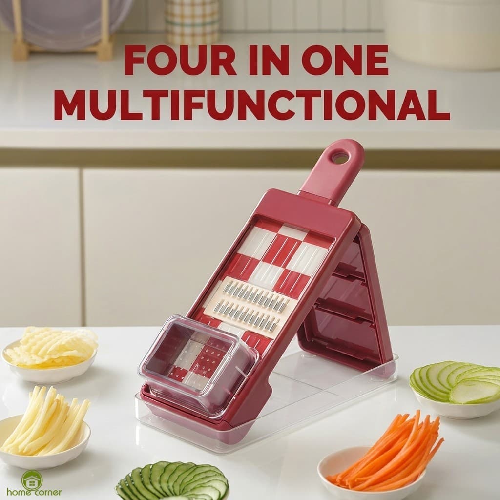 Cortador Manual De Vegetais 4 Em 1-Fatiador Multifuncional De Pepino E Batata Transparente Para Cozinha