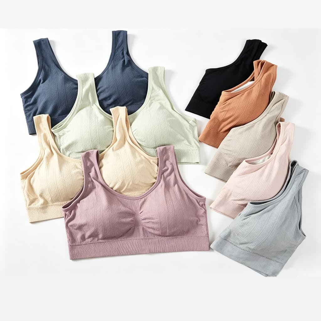 Kit 3 Sutiã Top Regata Com Bojo CORES E/OU ESTAMPA SORTIDAS/ALEATÓRIA
