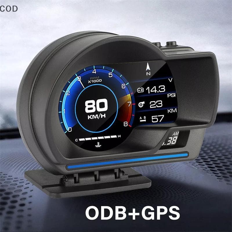 [QYA] Universal OBD2 E GPS Medidor De Sistemas Duplos Velocímetro Head Up Display Multifuncional Temperatura Da Água Tur