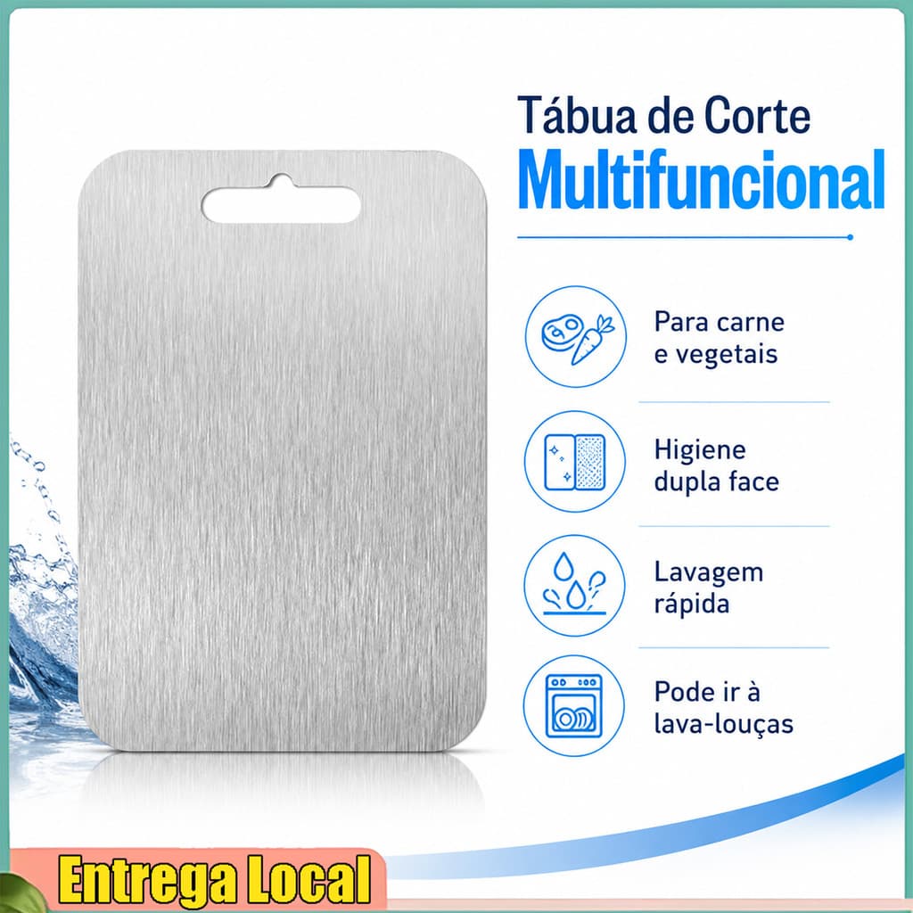 Tábua de corte multifuncional doméstica de aço inoxidável, frutas, legumes, massa de carne, tábua de corte Universal