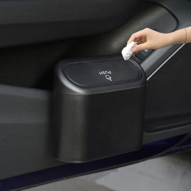 Lixeira para Carro Preta com Tampa - Conjunto de ate 3 Unidades