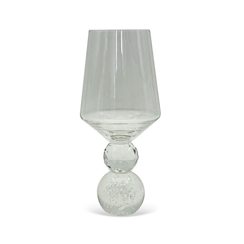Taças em Vidro com Base em Cristal Esfera Diamantada Transparente 500ML - 6 Pçs - BTC HOME DECOR