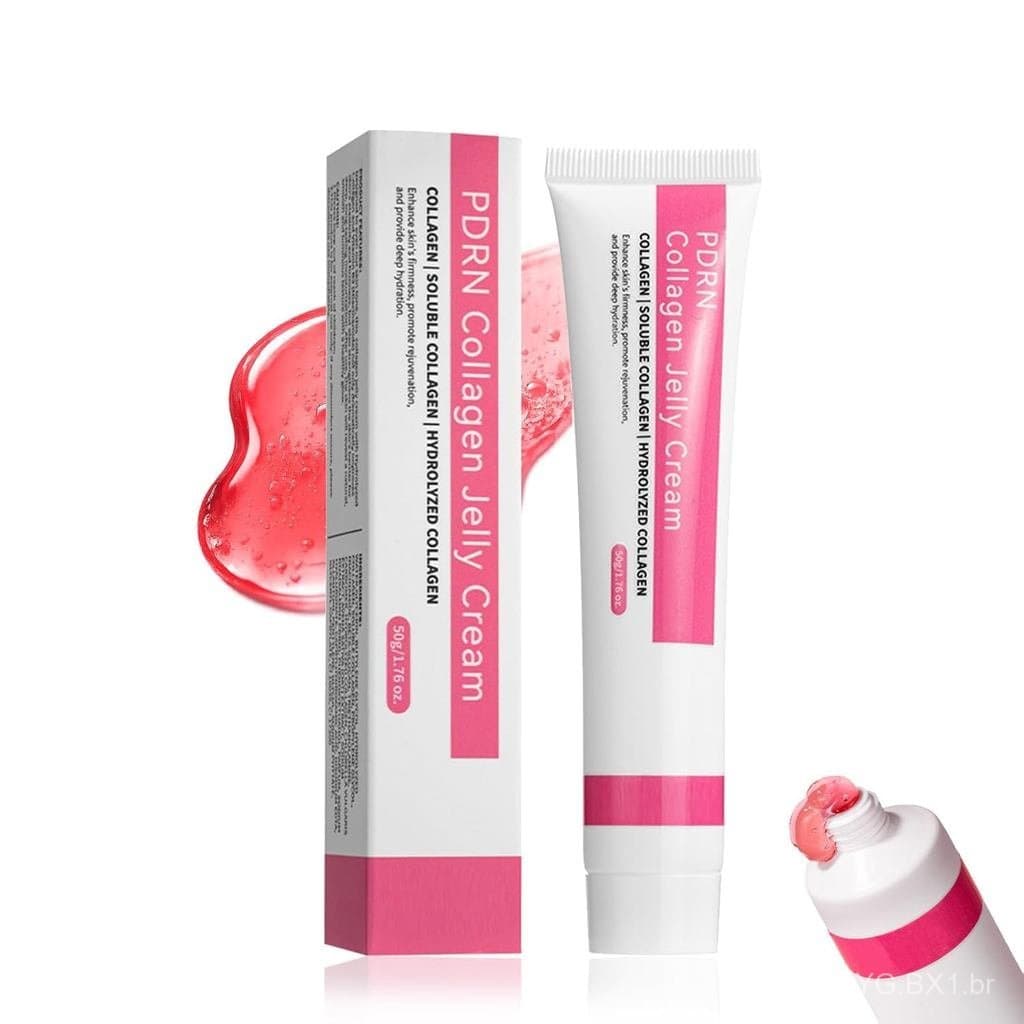 Creme em Gel de Colágeno PDRN, Creme Facial de Colágeno com Complexo de 3 Colágenos e Ácido Hialurônico, Hidratação Prof