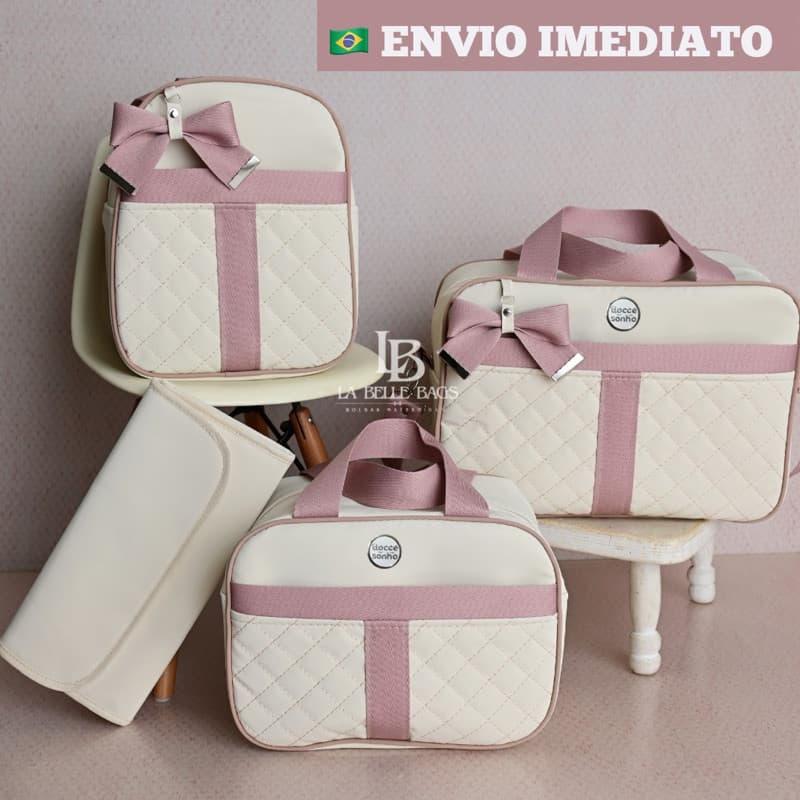 Kit bolsa maternidade luxo 4 peças com mochila e trocador, Mala Maternidade para bebê (AD fita novo)