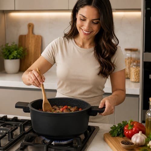 Panela Antiaderente Max Black 22cm Com Tampa De Vidro Duas Alcas Cozinha