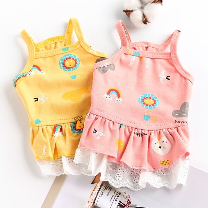 Vestido Fino de Verão 2023 para Cães Pequenos, Saia de Princesa, Alça para Gatos Teddy COCM 6IFV