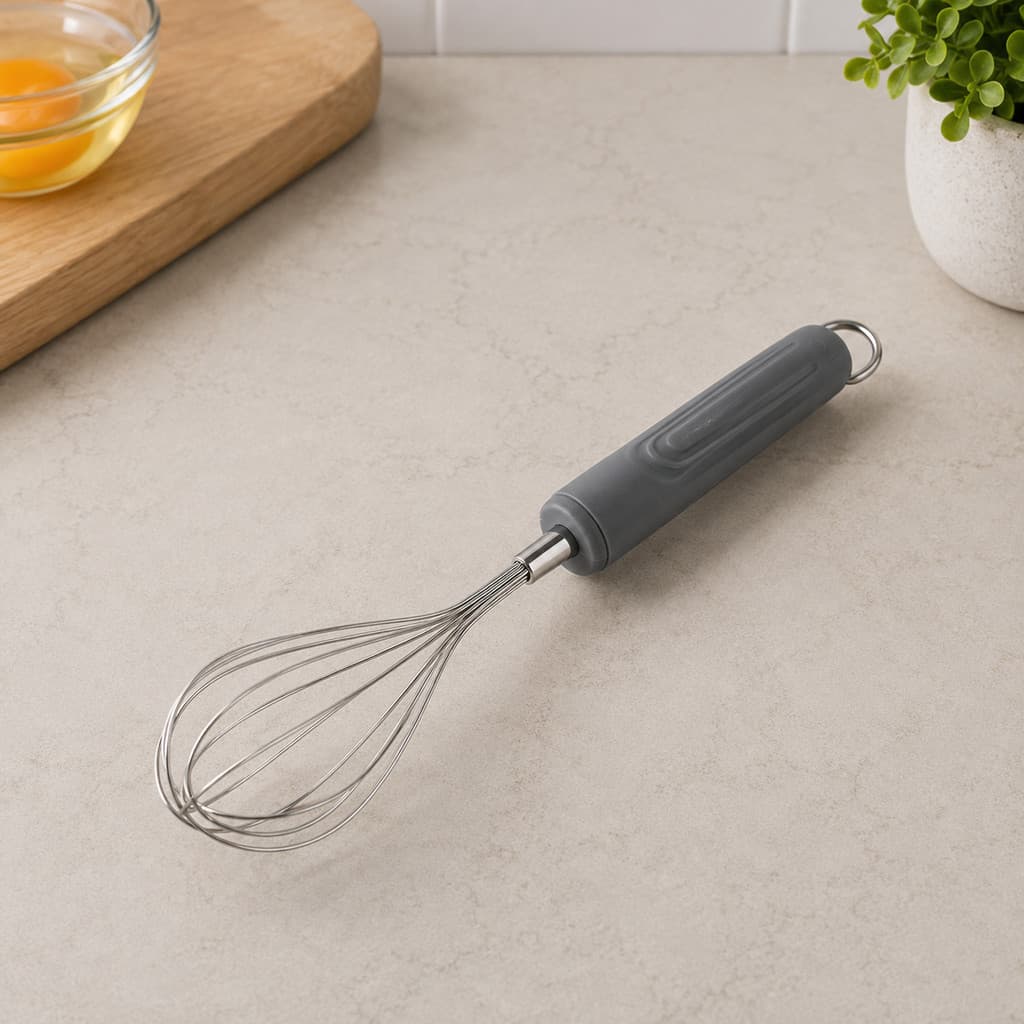 Batedor de Ovos Manual Fouet em Aço Inox com Cabo Ergonômico 29cm