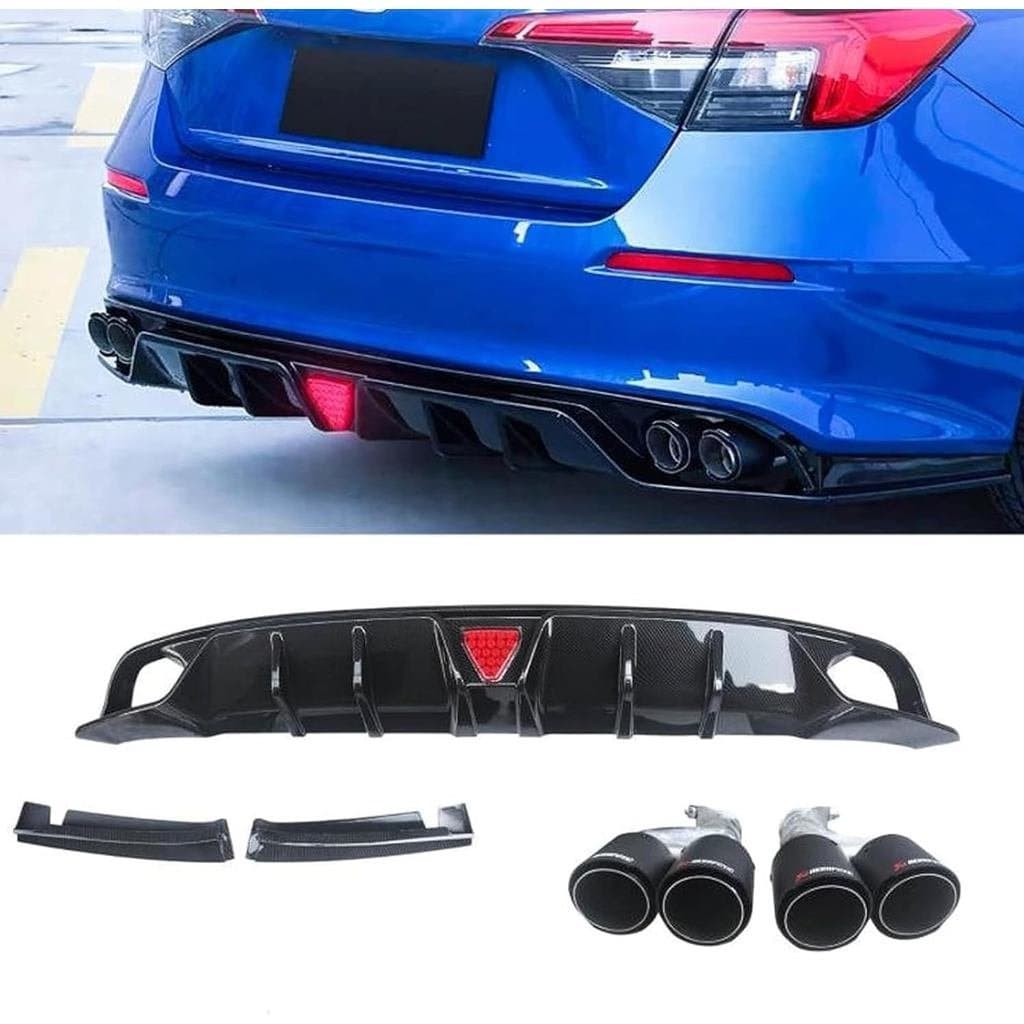 Traseiro Compatível com Honda Civic 11ª Geração Sedan 2022-2025 com Luz de Freio LED/Ponteira de Escape Estilo F