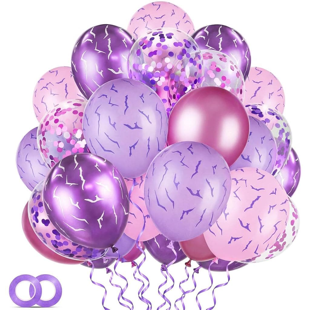 Foilswirl 60 Balões Metálicos Roxos com Tema K-pop para Decorações de Festa, Kit de Balões de Látex de 12 Polegadas com
