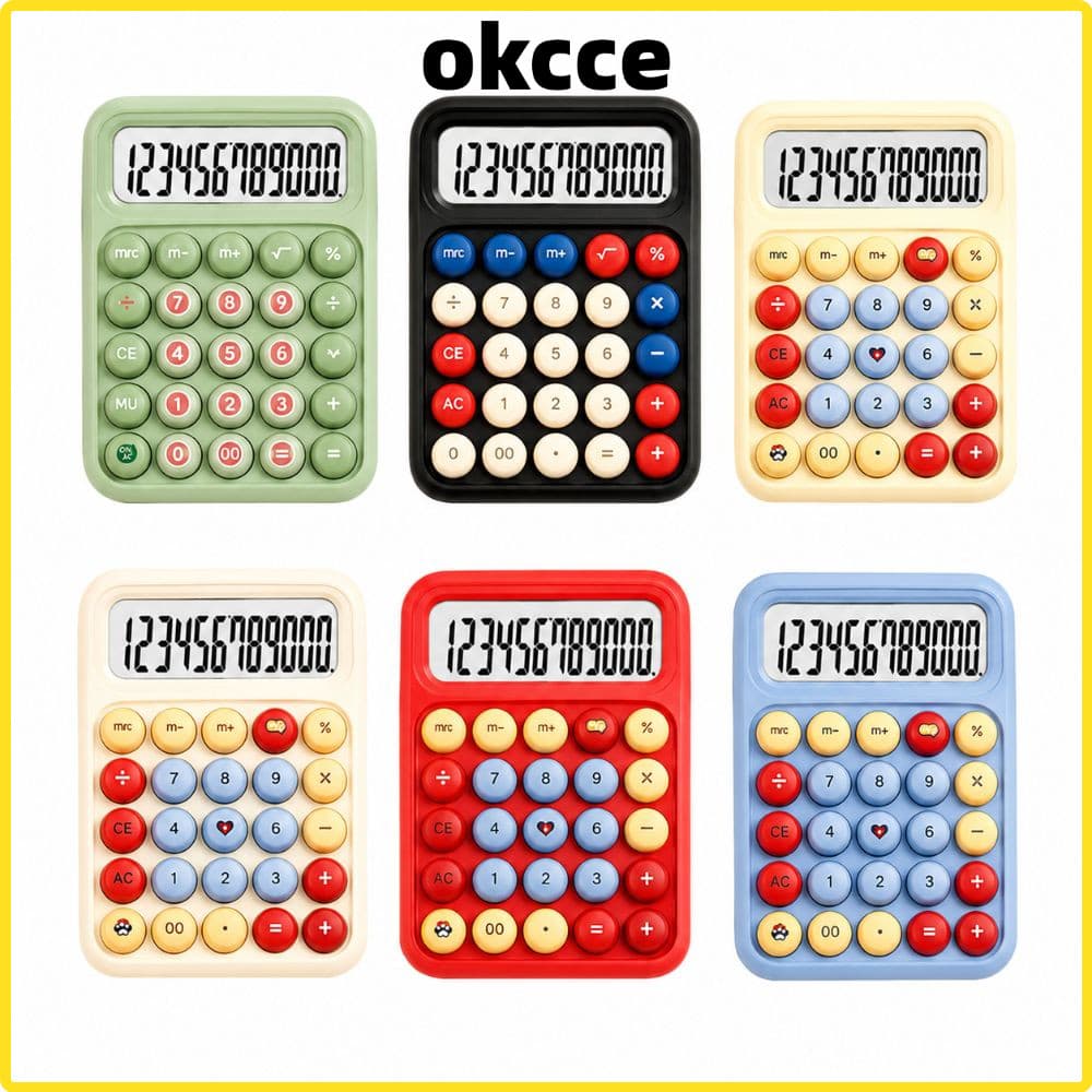 Calculadora De Botão Mecânico OKCCE , Mesa Antiderrapante De 12 Dígitos , Calculadoras Eletrônicas De Desenho Animado