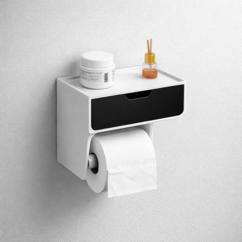 Porta Papel Higiênico com Gaveta para Banheiro | Suporte de Parede Organizador