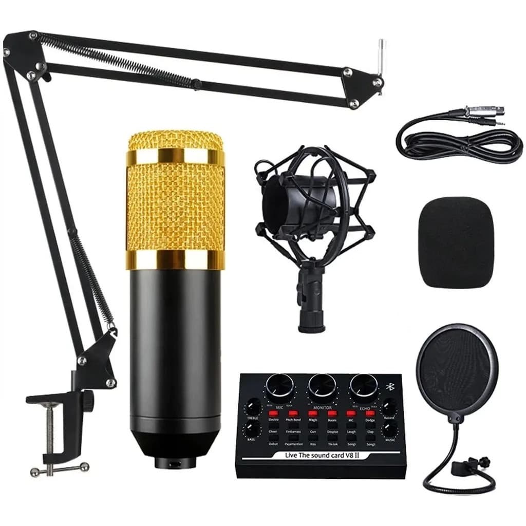 Microfone Condensador Profissional Podcast Braço Articulado