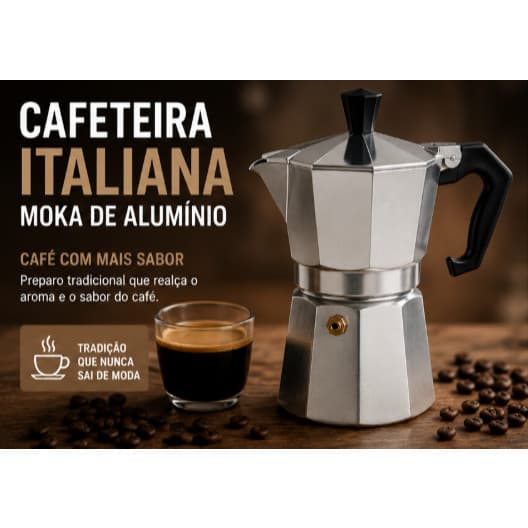 Cafeteira Italiana Moka de Alumínio – 3 e 6 Xícaras