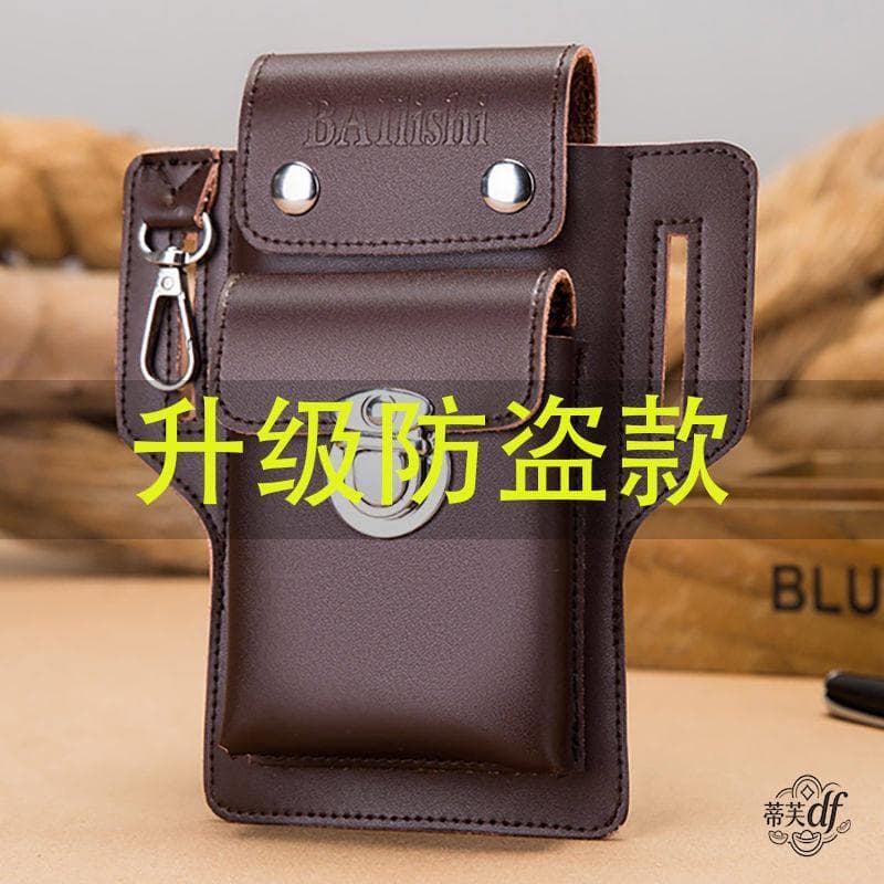 Bolsa mensageiro masculina, bolsa de cintura para celular, canteiro de obras, capa de couro para celular, pode conter ca