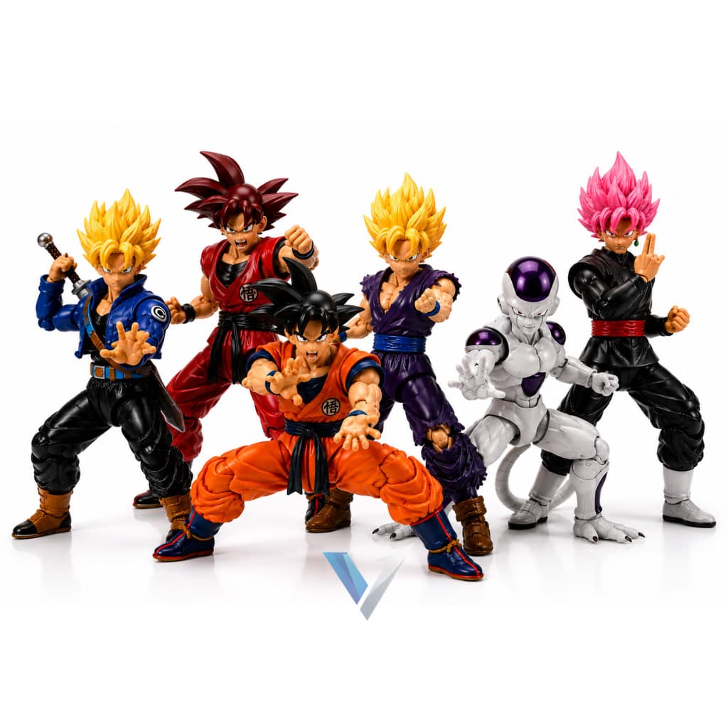 Action Figure Articulado Dragon Ball Z Colecionável com Acessórios Goku Freeza Gohan e Trunks