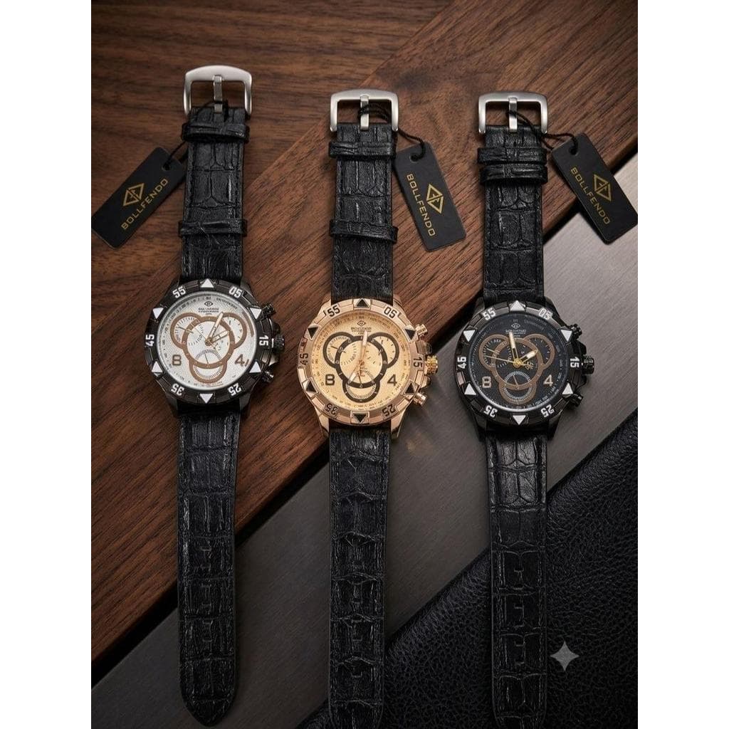 Bollfendo Relógio Masculino com Pulseira de Couro e Resistente à Água 100% à Prova de Água