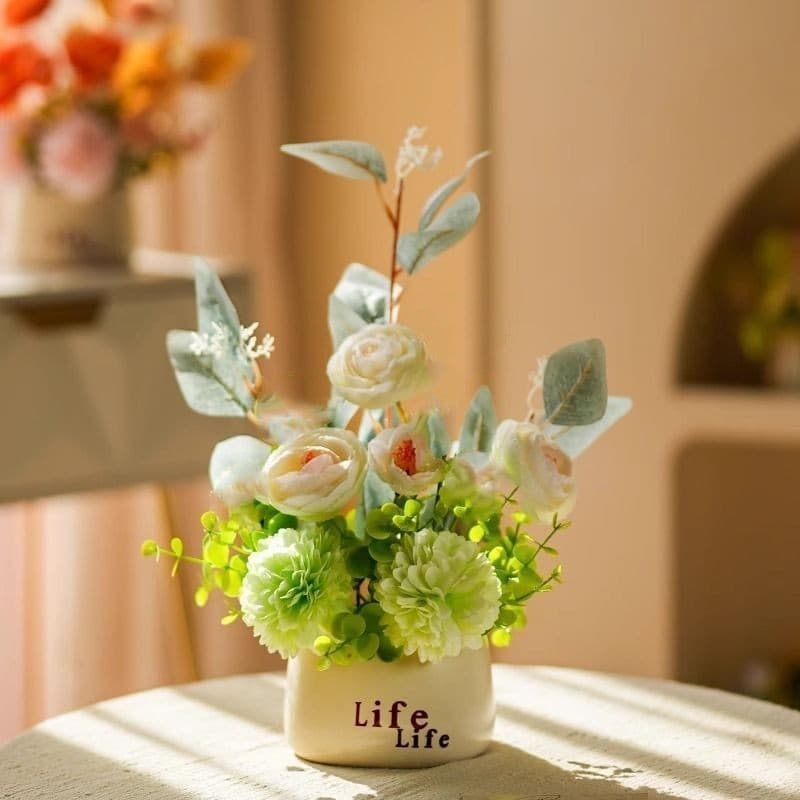 Simulação de flores de alta qualidade, mesa de jantar para casa, geladeira, escritório, decoração de flores falsas, orna