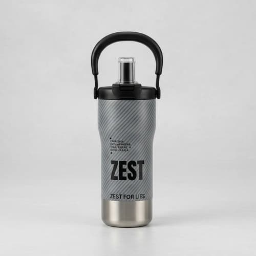 Garrafa Térmica 800ml Reforçada Aço 316 Alça Canudo Vácuo Cinza