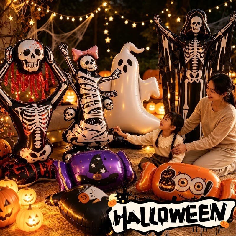 [Decoração De Halloween] Balões Infláveis De Tamanho Grande-Adereços De Casa Assombrada Assustadora-Balão De Folha De Al