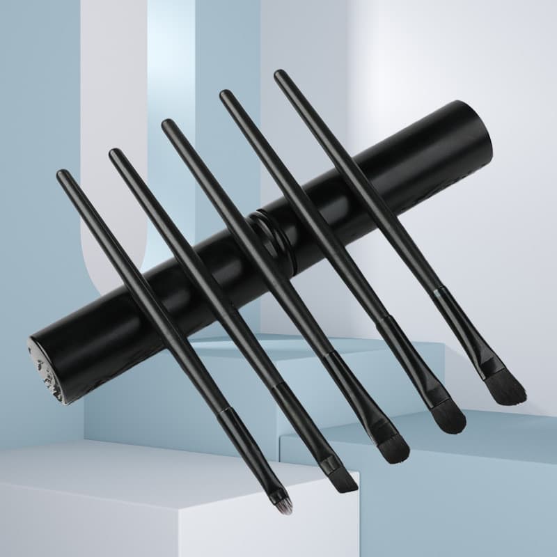 Conjunto de 5 pincéis de maquiagem, pincel portátil para blush e base, pincel para sombra, ferramenta para sobrancelhas