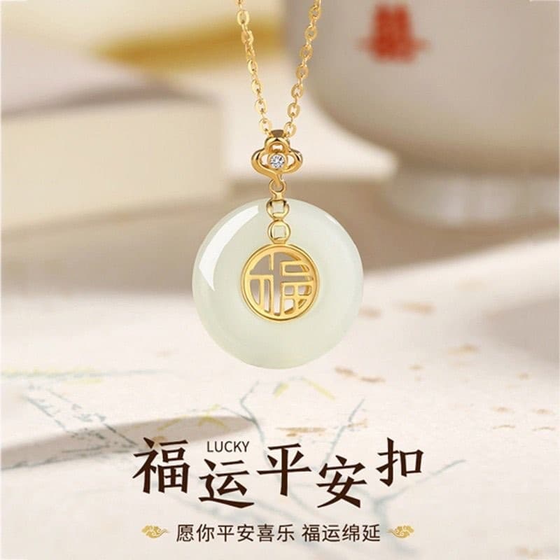 Sorte seguro fivela colar feminino estilo chinês calcedônia pingente simples luz luxo nicho Design presentes para o dia