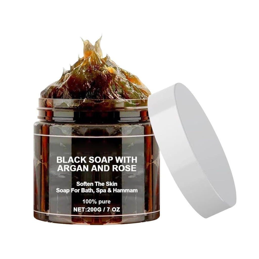 Sabonete Preto Marroquino com Argan e Rosa, Esfoliante Corporal Marroquino, Esfoliante Corporal Preto, Sabonete Preto Ma
