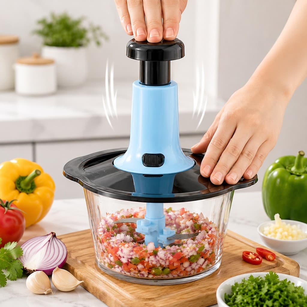 Processador de alimentos Três Lâminas Mixer e Trava de Segurança Manual 1.5L
