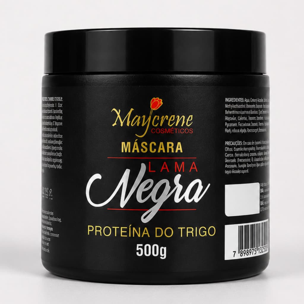 Máscara Lama negra 500g Realça Cabelo Preto Intensifica Tons Escuros Hidratação e Brilho Maycrene
