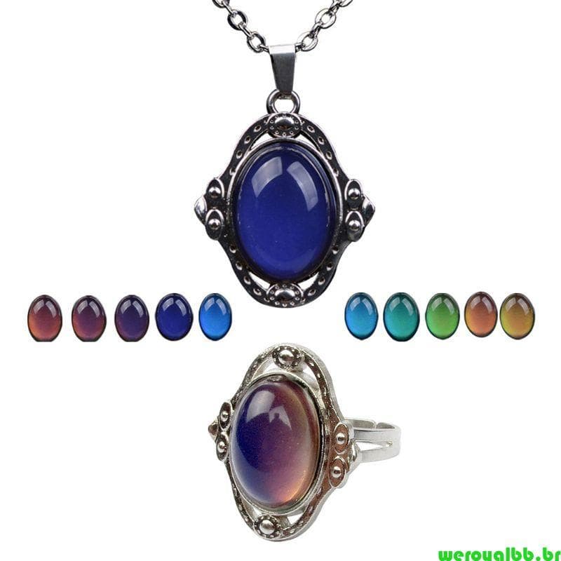 weroyalbb Trendy Open Rings Colar Mudança Cor Emocional Para Homens E