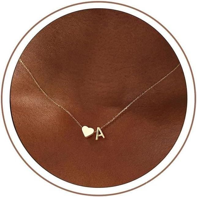 Turandoss Easter Basket Stuffers for Kids Teen Girls - Dainty 18K Gold Plated Heart Initial A-Z Pendant Necklace Trendy