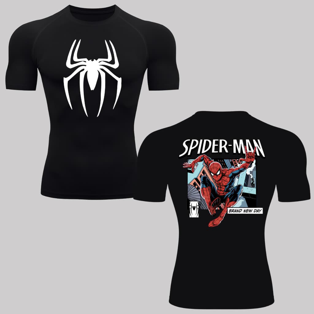 Camiseta de Compressão Homem-Aranha Manga Curta Proteção UV