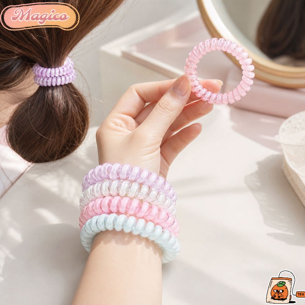 Corda De Cabelo Elástica MAGICO , Anel De Linha Telefônica De Cor Gradiente Leve , Laço Portátil