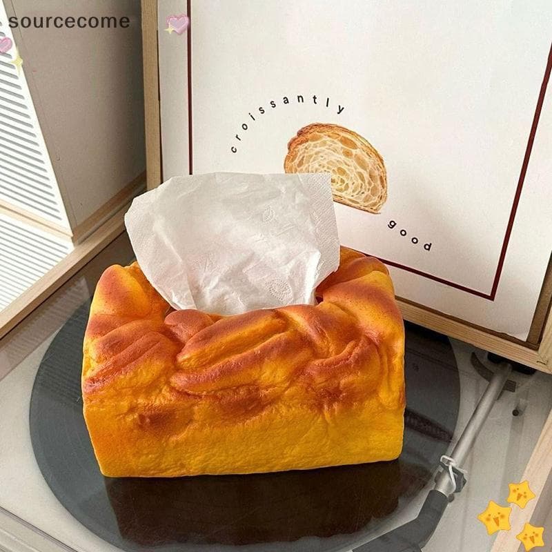 [sourcecome] 1 Pc Criativo Engraçado Caixa De Tecido De Pão Artificial Elástico Manteiga Torrada Forma Armazenamento Sim