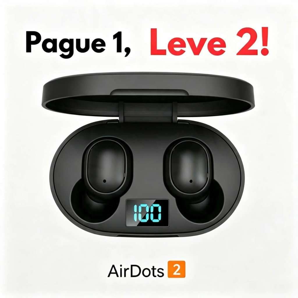 Kit 2x Fone de ouvido Airdots 2 Bluetooth 5.0 Gamer Jogos e Esportes sem fio vermelha