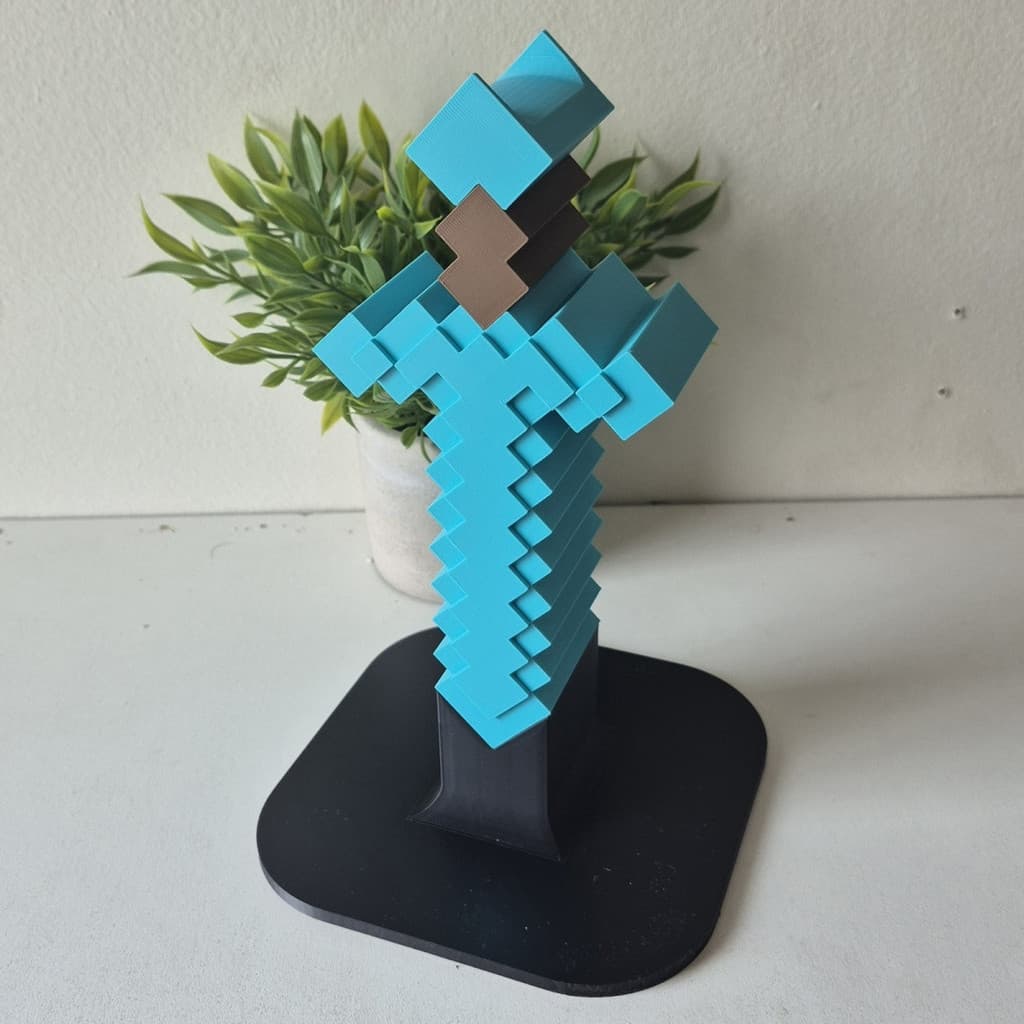 2026 novo produto suporte de fone de ouvido Minecraft impressão 3D diamante espada diamante picareta suporte de fone de