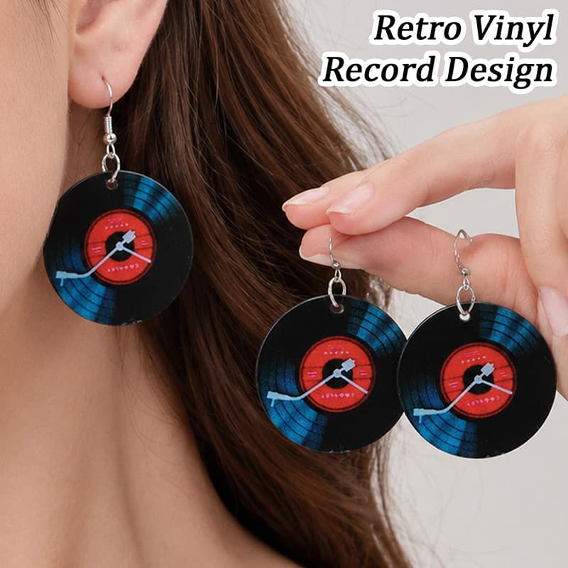 4-1 Pares De Brincos Com Pingente De Disco De Vinil-De Rock-Brinco Feminino Criativo-Acessórios De Orelha Da Moda-Joias