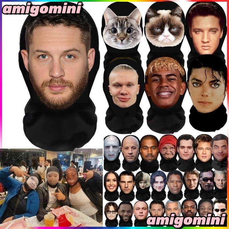 Máscara Facial Completa 3D Celebridade Anime Cosplay Festa Engraçada |