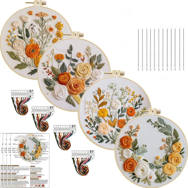 Flores DIY Conjunto De Bordado Ferramentas Pacote Material Iniciante Criativo Artesanal Arte Artesanato Kit Decoração