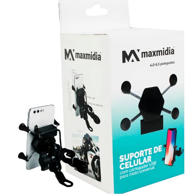 Suporte Moto c/ Carregador USB-C Maxmidia: Celulares 4-6.5"
