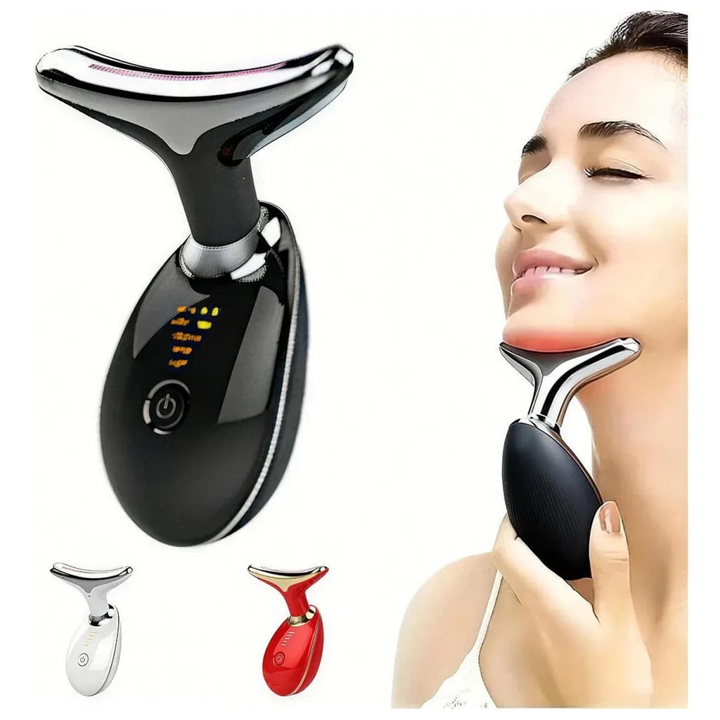 Massageador De Pescoço e Rosto LED Vibração Fototerapia Para Rejuvenescer Firmeza Anti-Rugas novo nova